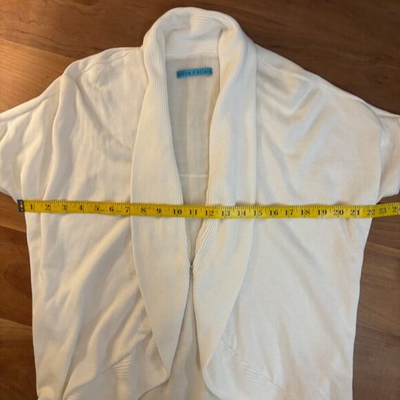 Alice + Olivia Women Cardigan Sweater Size *XS Ivory Lightweight High Low Lined - Picture 9 of 10